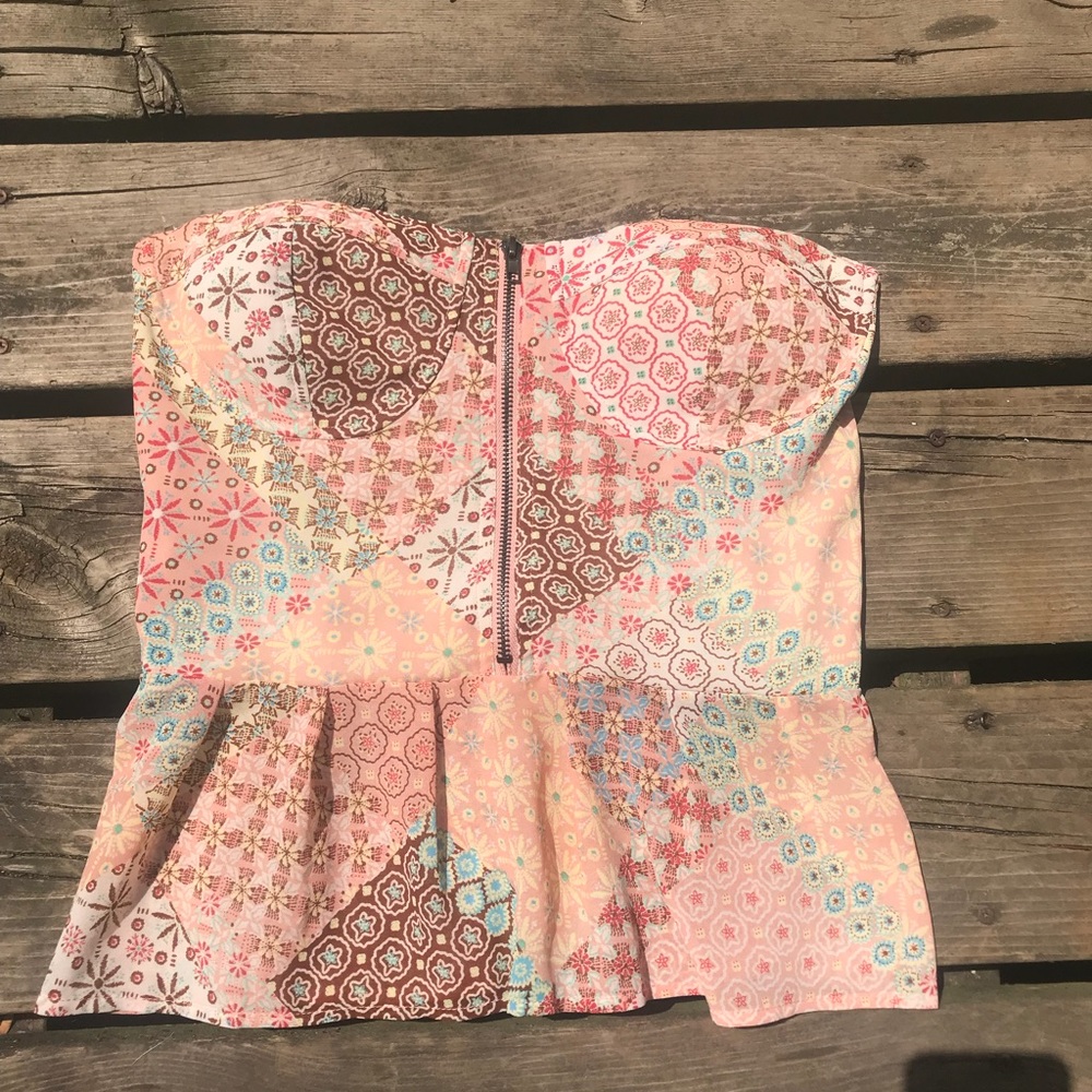 Peplum Boho Corset Strapless Top Medium New